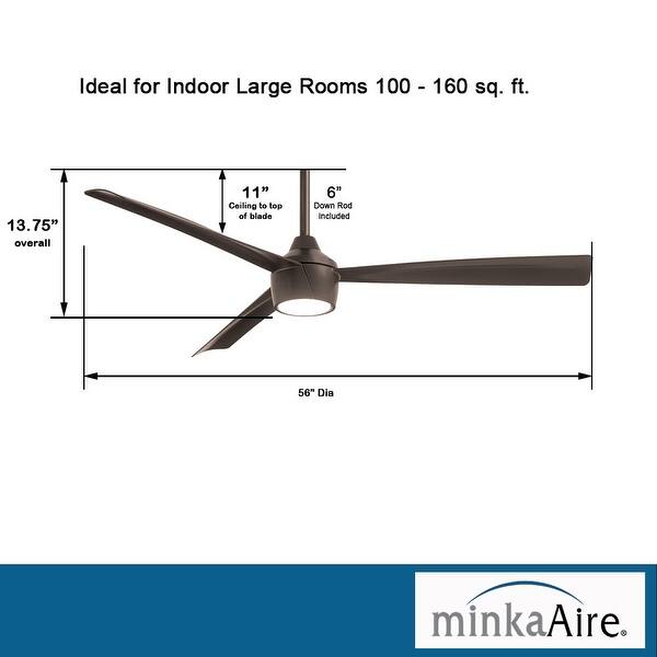 dimension image slide 1 of 4, Minka Aire Skinnie 3 Blade 56 Inch Ceiling Fan With LED Light