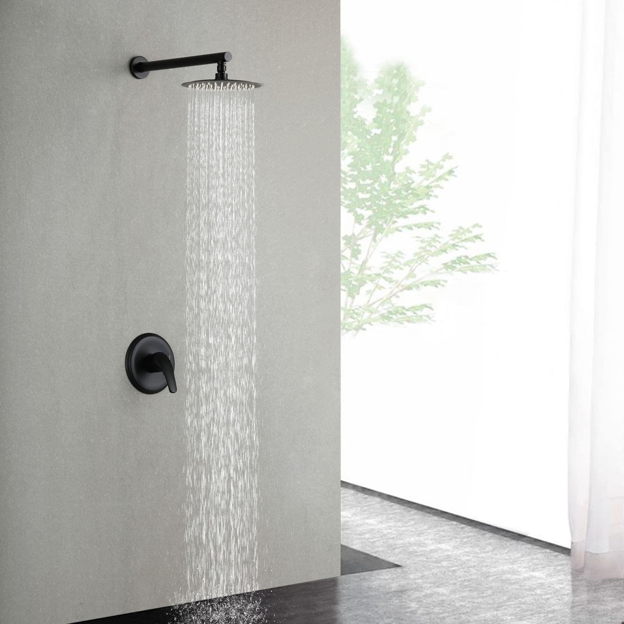 Wall Mount Shower Faucet With Rough-in Valve Modern Rainfall-image
