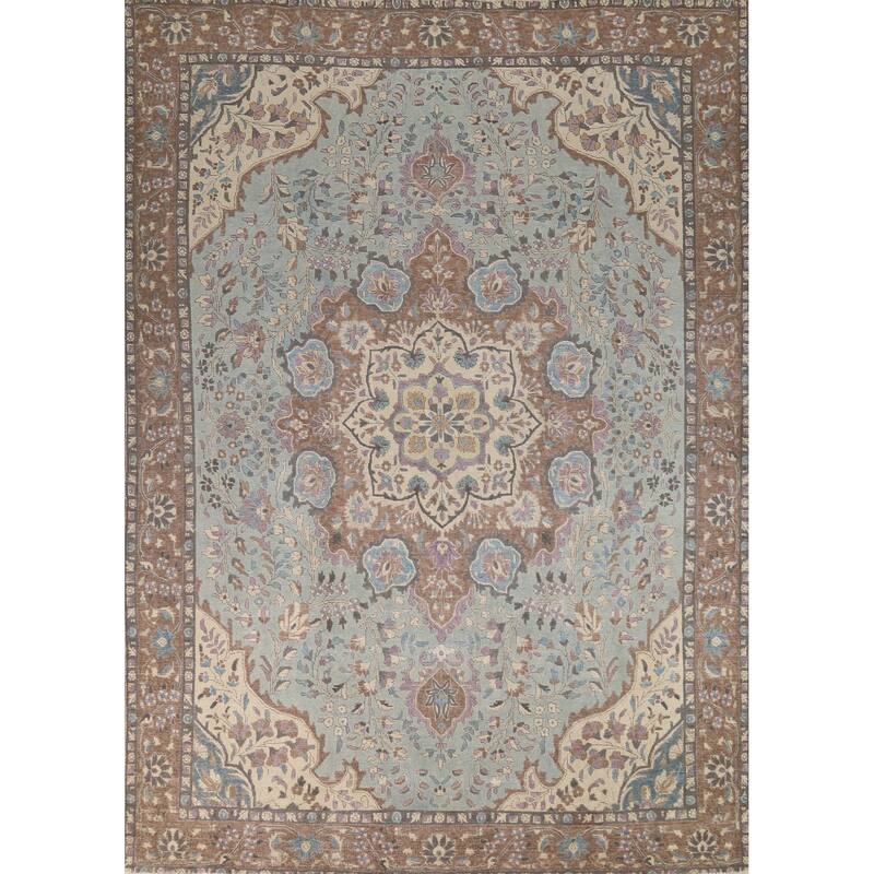 Traditional Floral Tabriz Persian Rug Traditional Handmade Wool Carpet - 9'7"x 12'8"