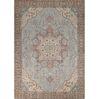 Traditional Floral Tabriz Persian Rug Traditional Handmade Wool Carpet - 9'7"x 12'8"
