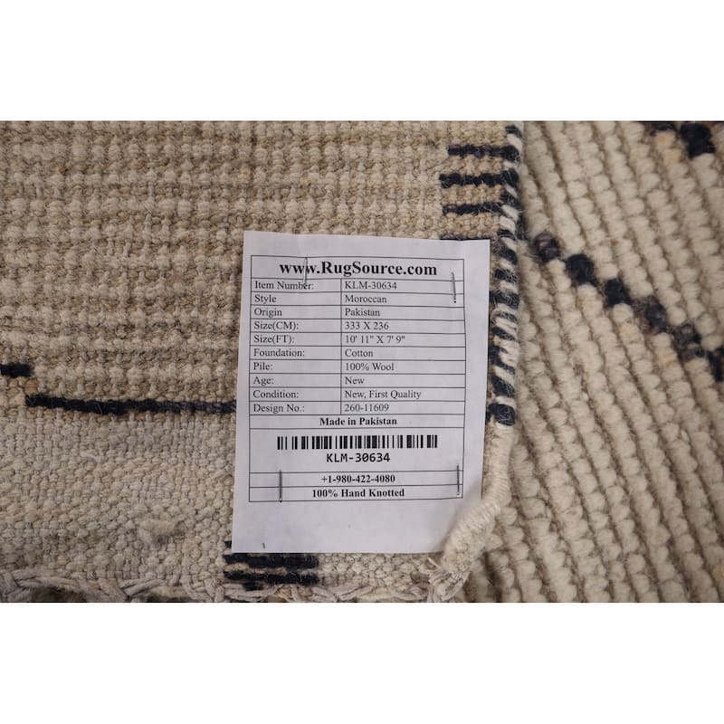 Trellis Moroccan Earth Tone Area Rug Hand-Knotted Wool Carpet - 7'9"x 10'11"