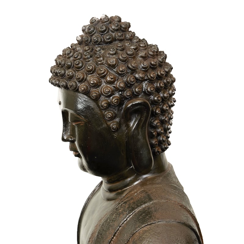Alpine Corporation WIN1586 Outdoor Floor Peaceful Buddha Fountain with LED Lights, Buddha Garden Water Fountain, 44"H, Brown