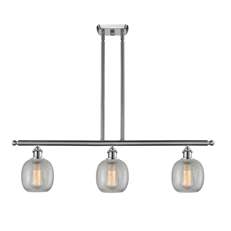 Innovations Lighting Belfast 3 Light 36" Wide Linear Chandelier - Brushed Satin Nickel / Clear Crackle
