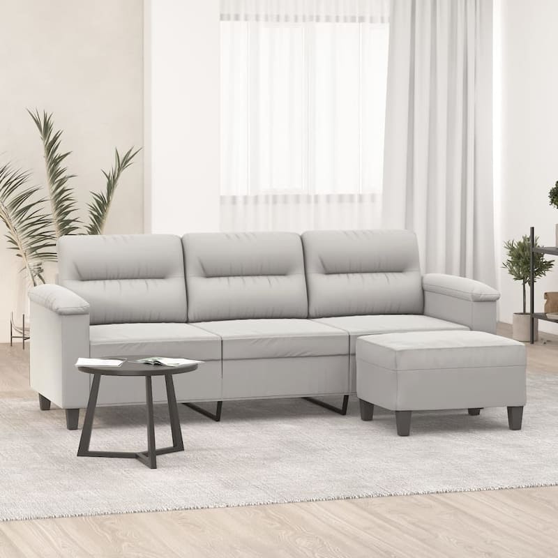 vidaXL Couch Modern Accent Upholstered Chair with Footstool Microfiber Fabric