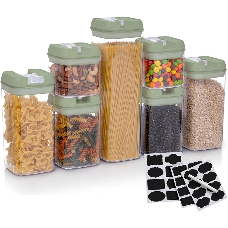 Cheer Collection 7-piece Stackable Airtight Food Storage Container Set - Olive