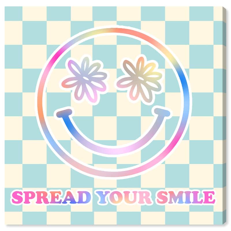 Wynwood Studio Canvas Typography and Quotes Spread Your Flower Smile Blue Modern & Contemporary Wall Art Canvas Print - 30 x 30