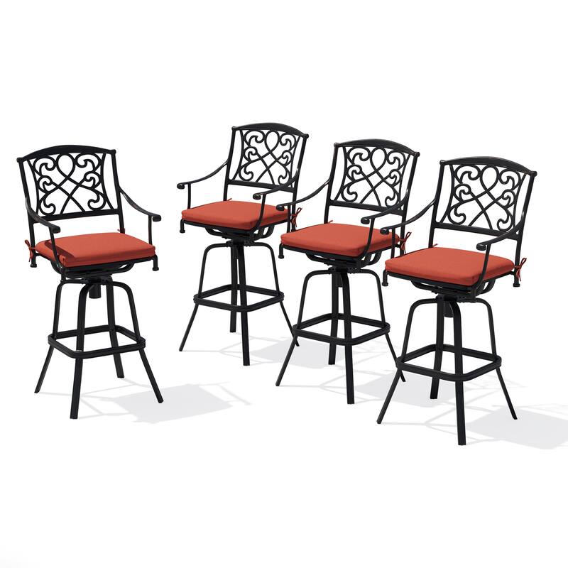 Crestlive Outdoor Patio Bar Height Swivel Bar Stool with Sunbrella Cushion