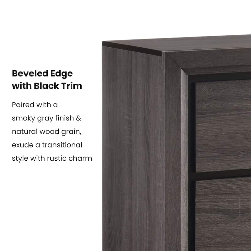 Rothwell Contemporary Grey Wood 2-Drawer Nightstand by Strick & Bolton