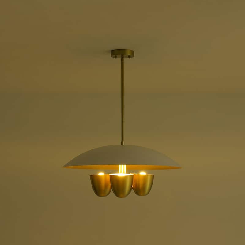 Mid-Century Modern 4-Light Flat Dome Pendant Chandelier