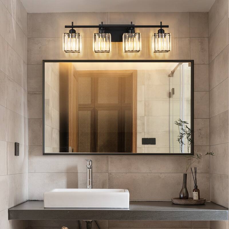 Starsky 3/4-Light Modern Dimmable Bathroom Crystal Vanity Light Wall Sconces with Crystal Shade