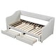 preview thumbnail 13 of 32, Twin XL to King Size Linen Upholstered Daybed with 2 Storage Drawers, Adjustable Trundle, Button-Tufted Backrest