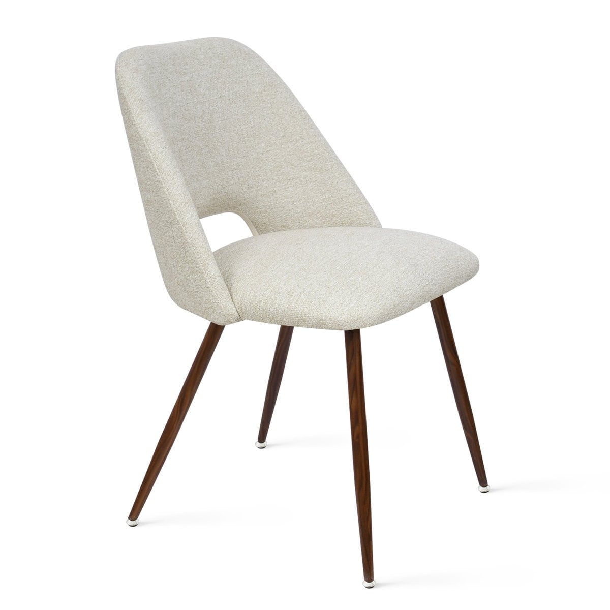 Upholstered Modern Cutout Back Dining Chair with Walnut Leg Set