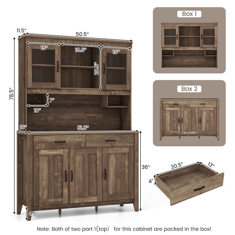 Costway Kitchen Pantry Cabinet with Microwave Countertop Double Glass - See Details