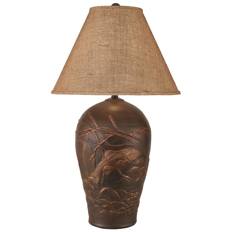Rustic Bronze Table Lamp - Trout - Bronze