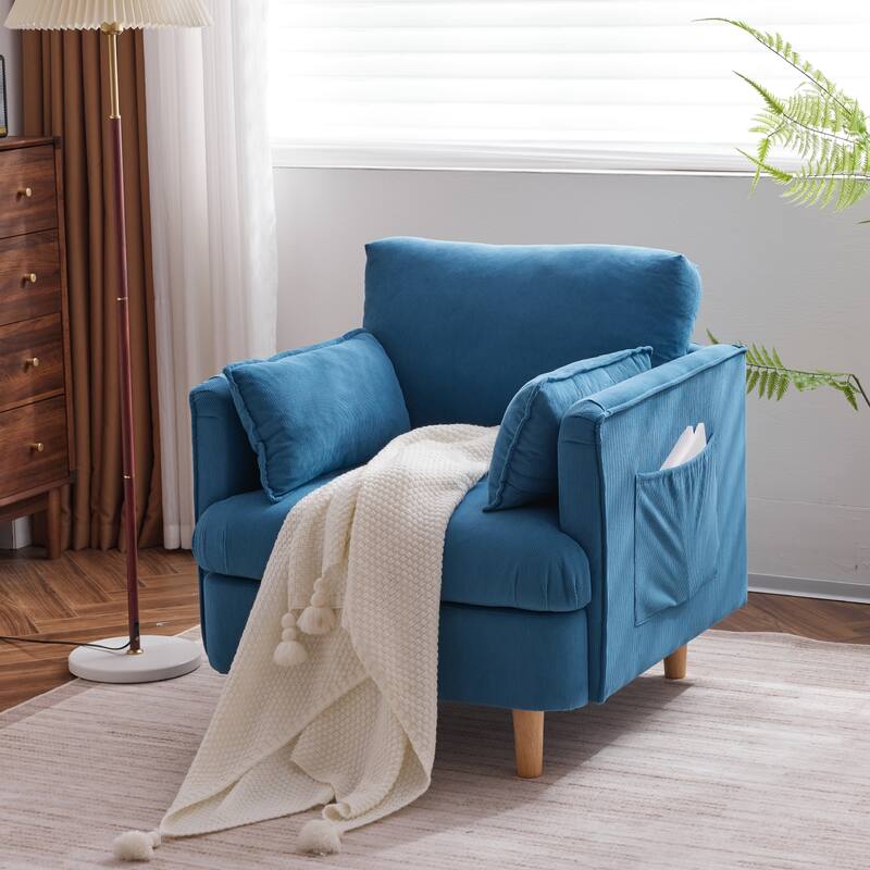 Modern Accent Armchair Upholstered Sofa Club Chair with 2 Pillow