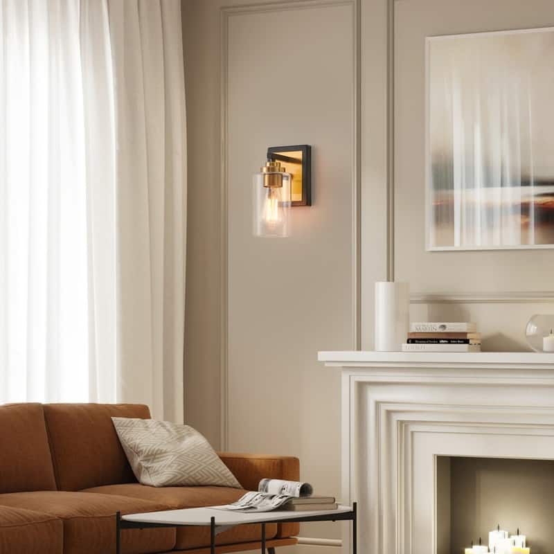 KAWOTI 9.5 Inch 1-Light Wall Sconce with Clear Glass Shade