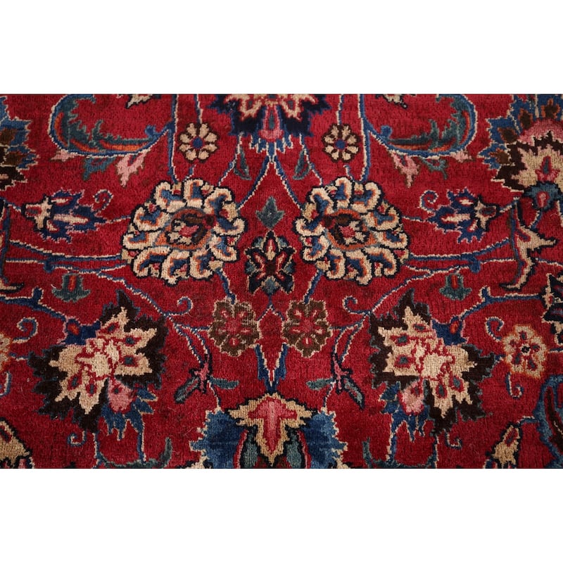 Floral Mashad Large Antique Persian Area Rug Handmade Wool Carpet - 9'6" x 16'4"