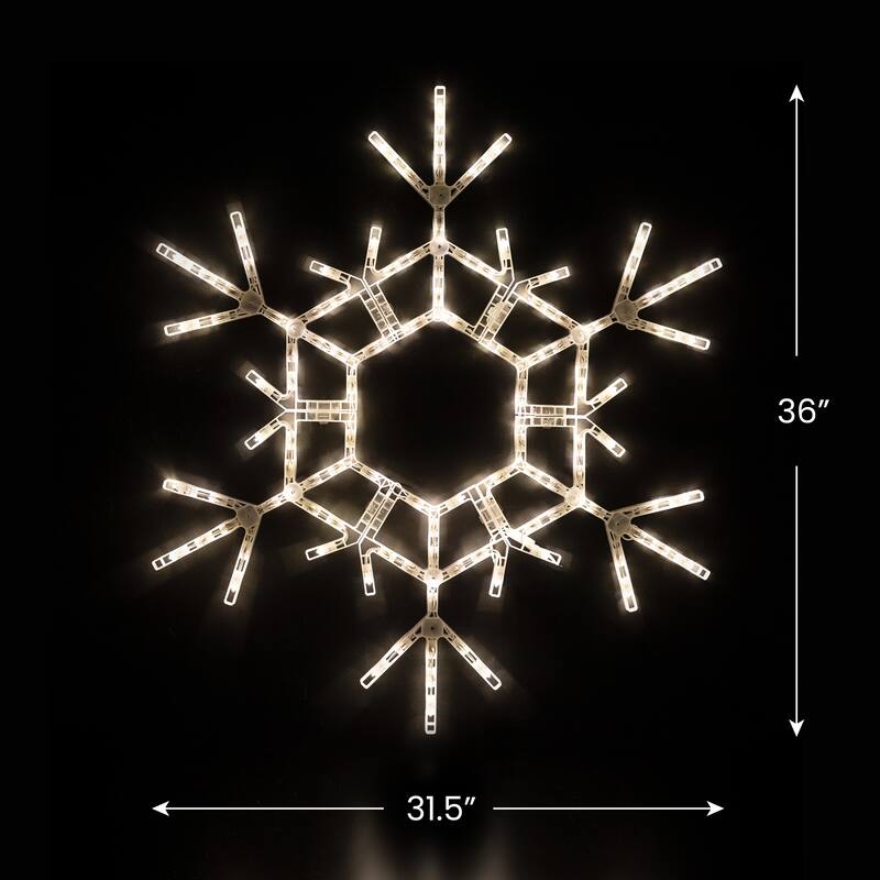 Large LED Lighted Foldable Snowflake Outdoor Christmas Decoration - 36" - Warm White