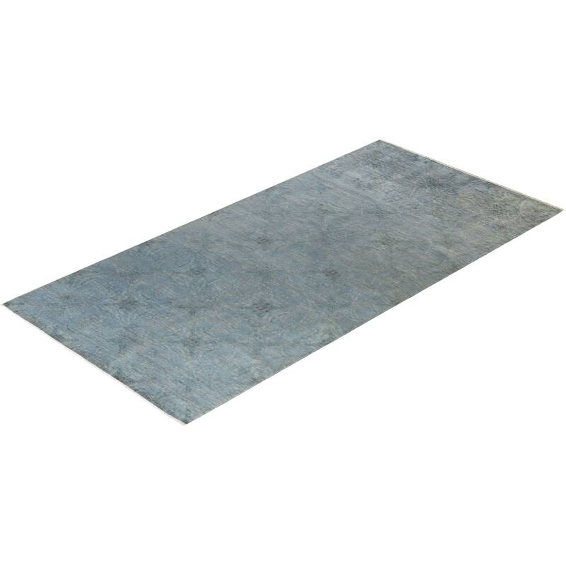Overton Hand Knotted Wool Vintage Inspired Modern Contemporary Overdyed Blue Area Rug - 6' 0" x 12' 2"