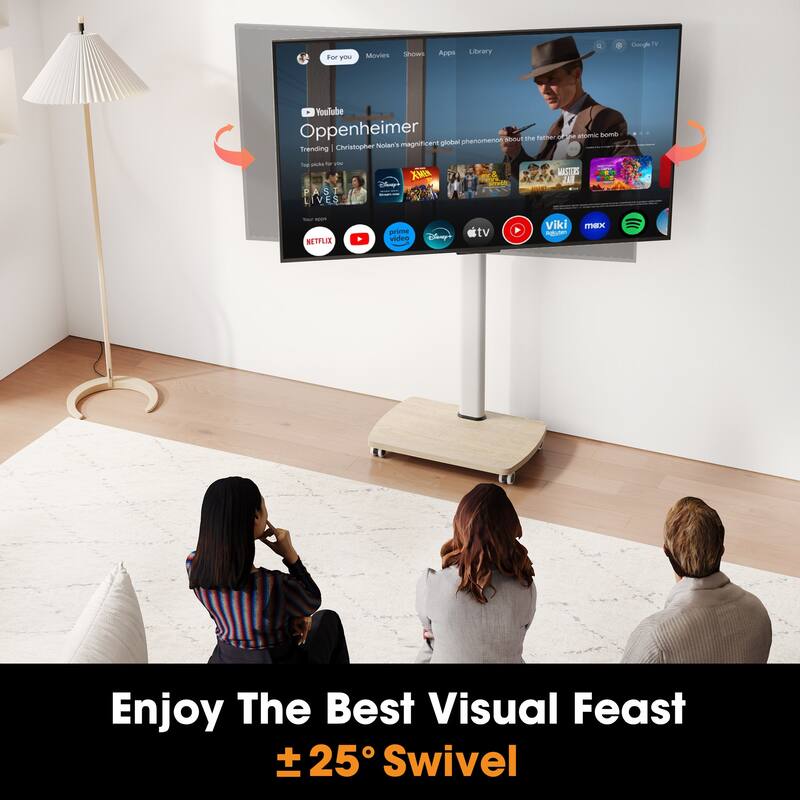 AOKCOS Modern Rolling TV Stand with Wheels for 43 to 75 inch TVs