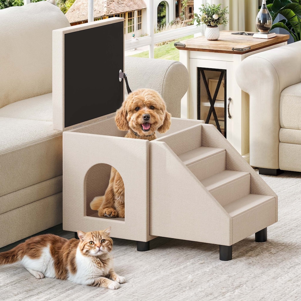 Moasis Foldable Dog Stairs for Small Dogs Cat Stairs Multi-Purpose Pet Bunk Bed with Mats