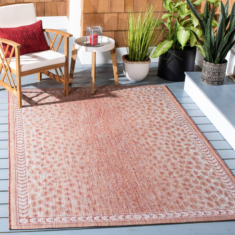 SAFAVIEH Courtyard Muire Indoor/ Outdoor Waterproof Patio Backyard Rug - 8' x 10' - Rust/Beige