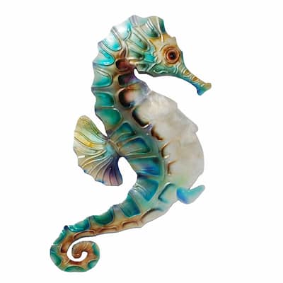 Handmade Wall Seahorse Blue and Pearl (Philippines) - 1 x 6 x 11