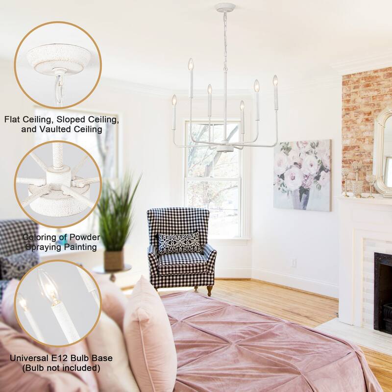 6-Light Candlestick Hanging Linear Chandelier Lighting Ceiling Light for Kitchen Island