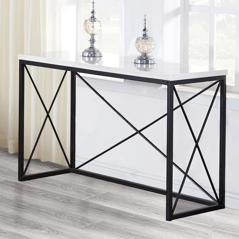 Steve Silver Havinga Modern White Marble Console Table