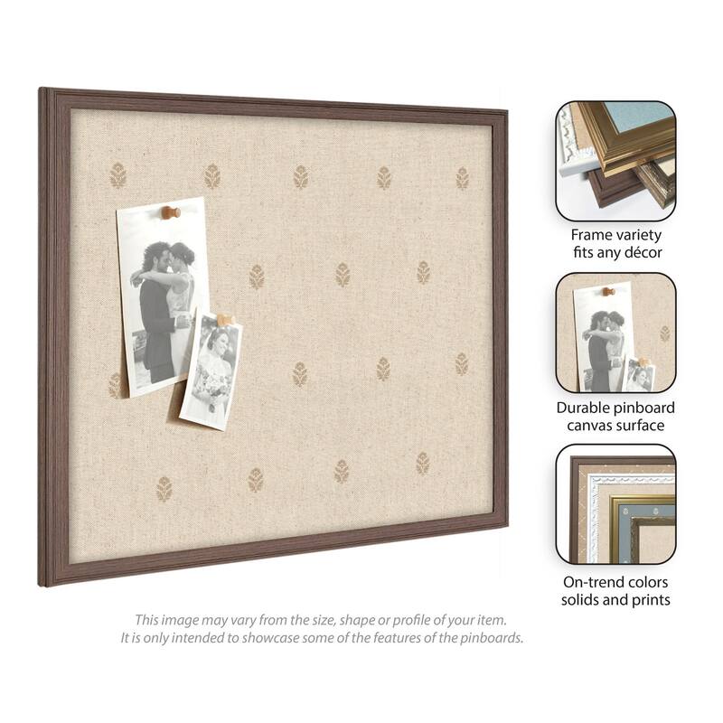 Kate and Laurel Pinboard Beige Botanical Block Print