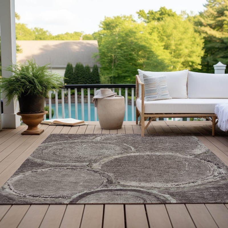Machine Washable Indoor/ Outdoor Modern Grain Chantille Rug