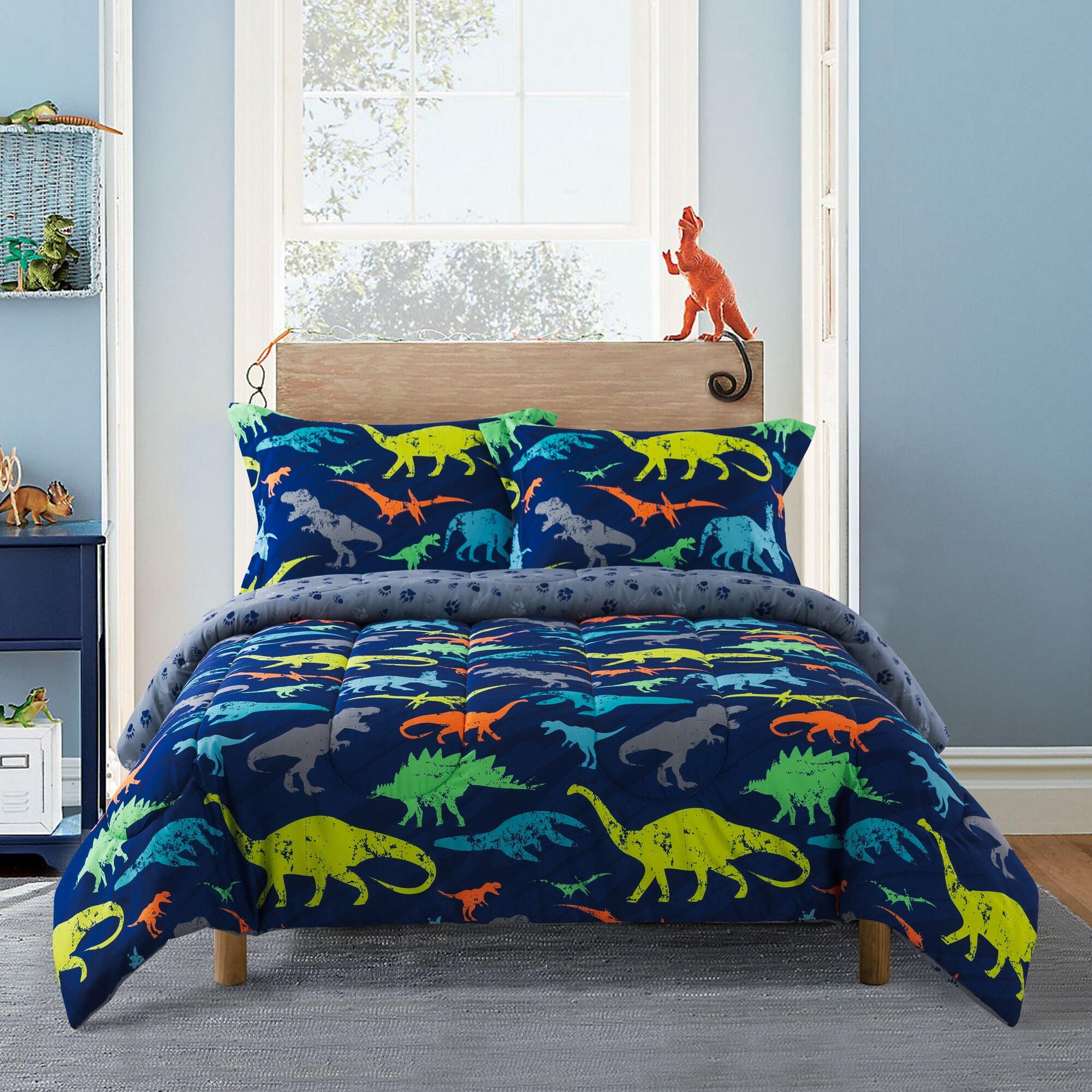 blue zoo dinosaur bedding