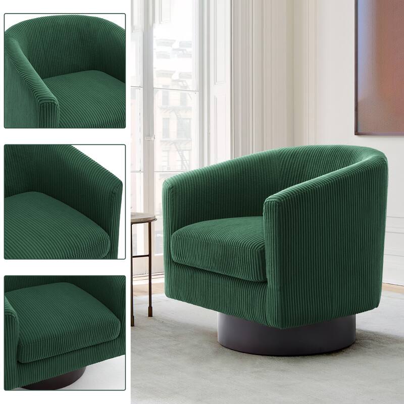 2 Set 360° Swivel Corduroy Accent Chairs Barrel Armchairs