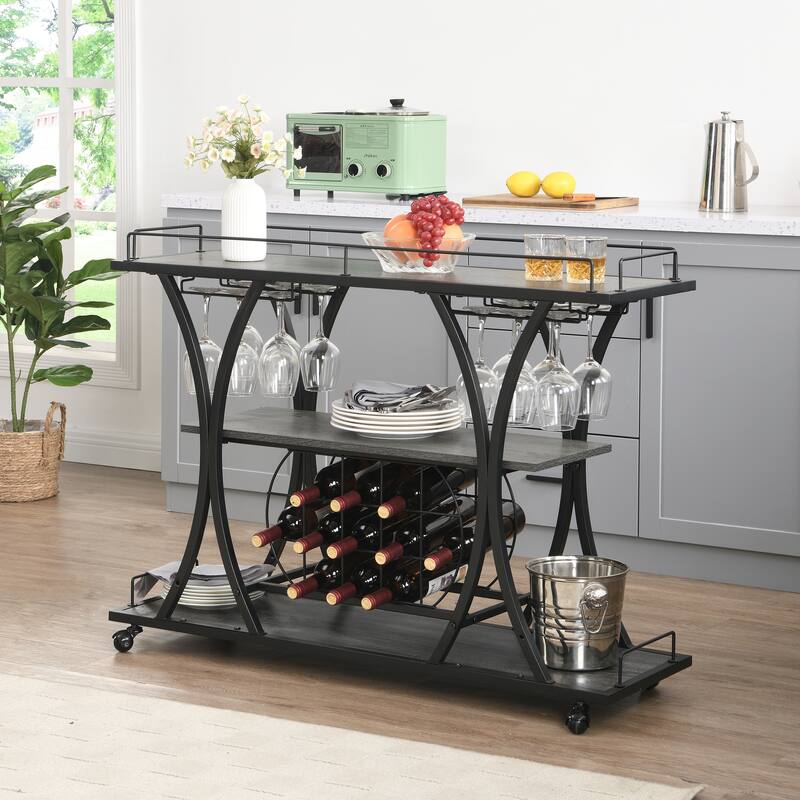 Industrial Bar Cart Kitchen Bar&Serving Cart for Home