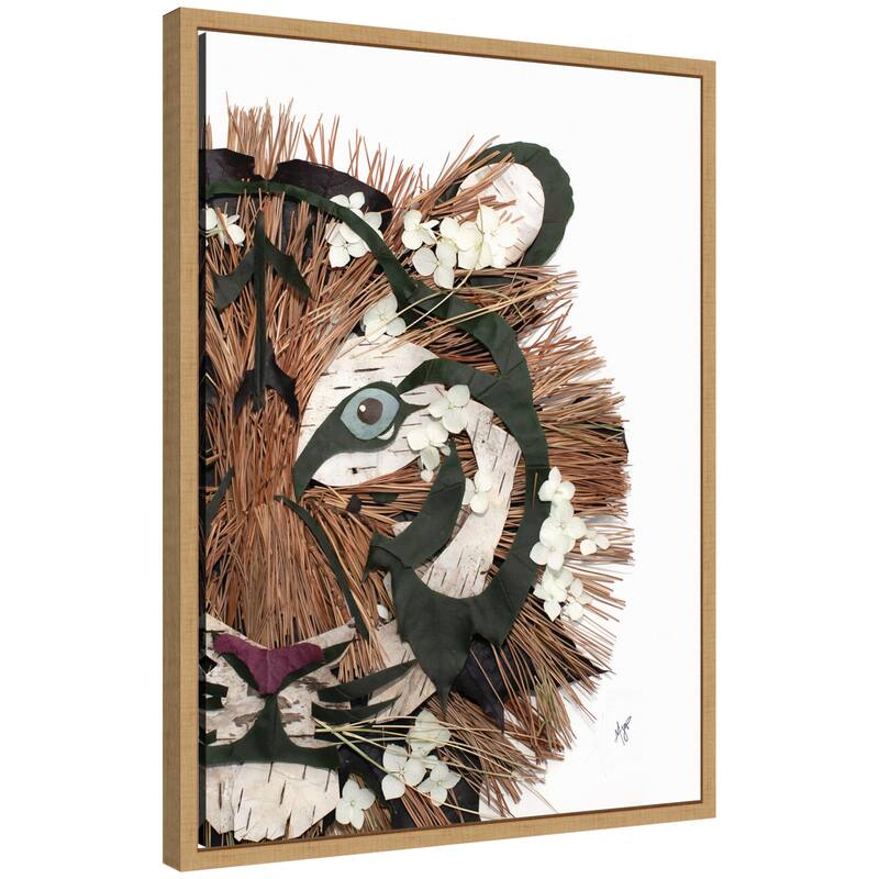 Kate and Laurel Tiger by Madeline Jeppesen Framed Canvas Wall Art Print - 18x24 - Natural