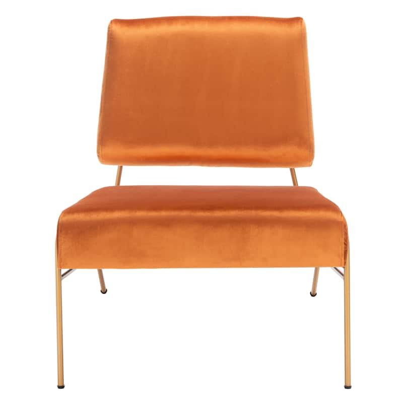 SAFAVIEH Riekie Glam Velvet Accent Chair - 26.6" W x 30" L x 30" H - 27Wx30Dx30H - Sienna/Gold