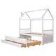 preview thumbnail 5 of 7, White Wooden House Bed with Trundle, 3 Storage Drawers, and Pull-Out Trundle