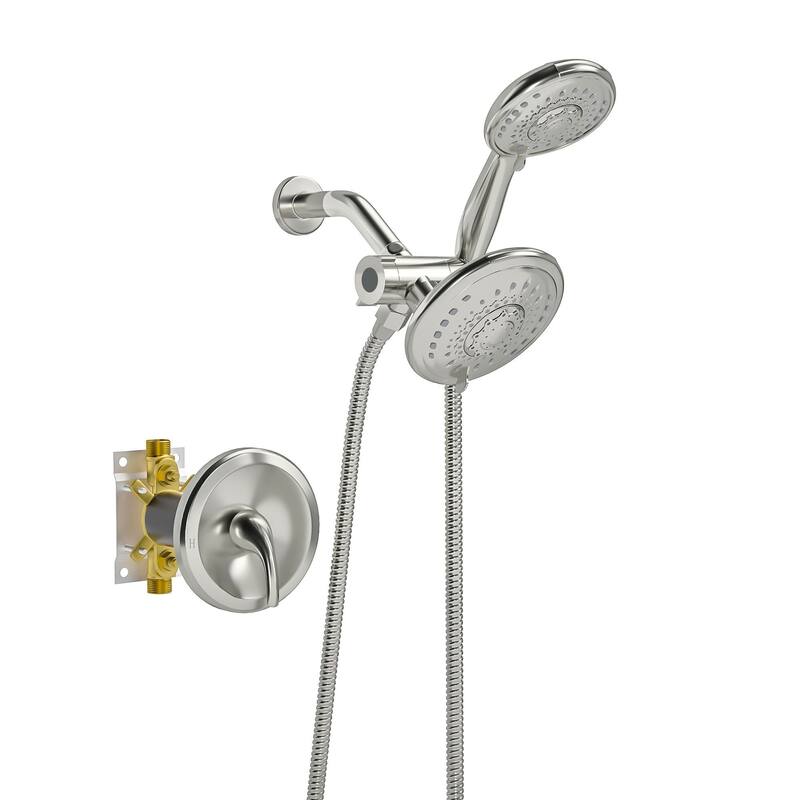 Lordear 5-Setting Shower System: High Pressure Rain Showerhead and Dual 2-in-1 Faucet with Valve - Silver