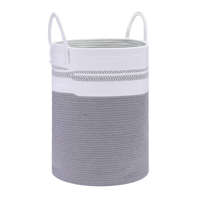 Woven Storage Bin with Handles, Shelf Closet Storage Basket Organizer Bin for Blankets, Clothes, Shoes in Living Room Home Decor
