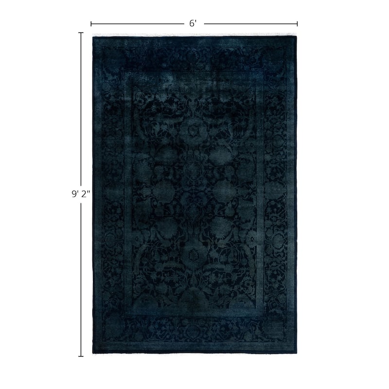 Fine Vibrance One-of-a-Kind Hand-Knotted Area Rug - Black, 6' 0" x 9' 2" - 6' 0" x 9' 2"