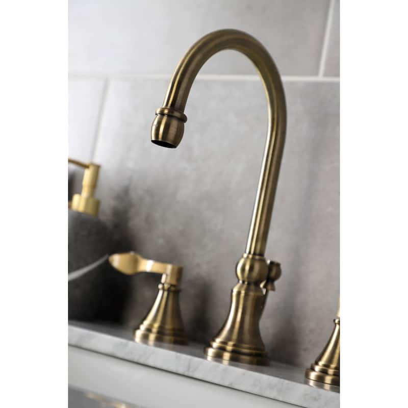 Kingston Brass KS298DFL NuFrench 1.2 GPM Deck Mounted Widespread - Antique Brass