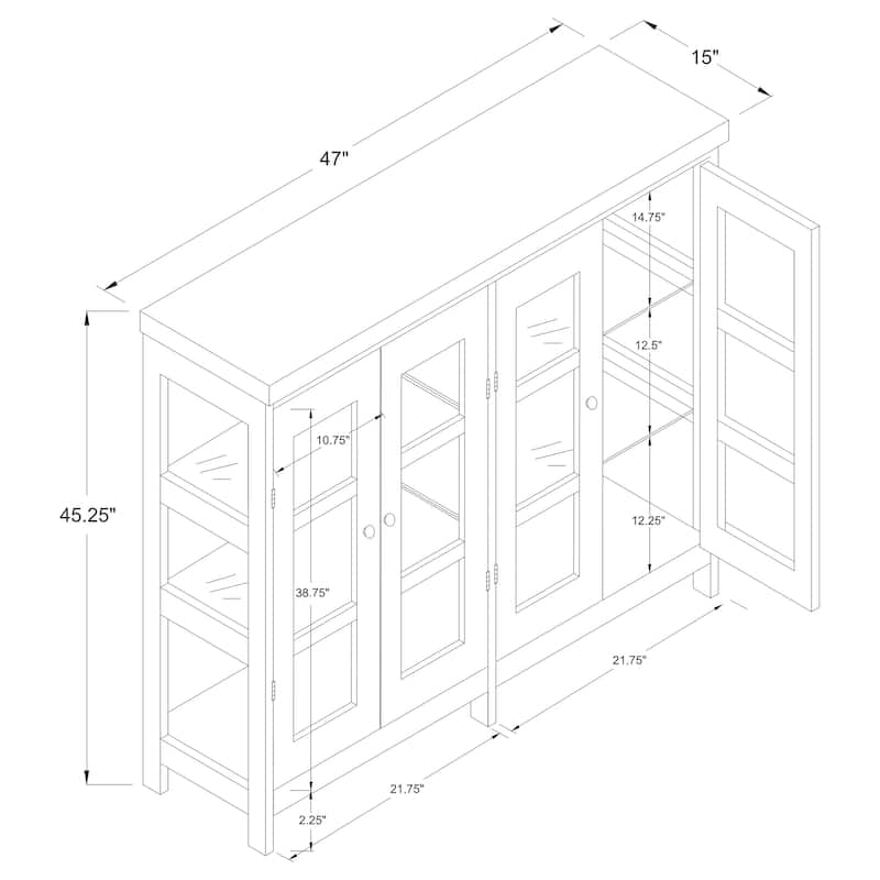 Sable 4-door Wood Accent Storage Display Cabinet Off White