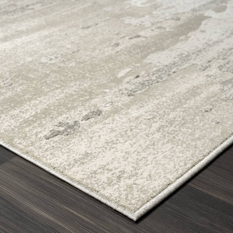 N Natori Serengeti Stroke Natural/White Abstract Area Rug