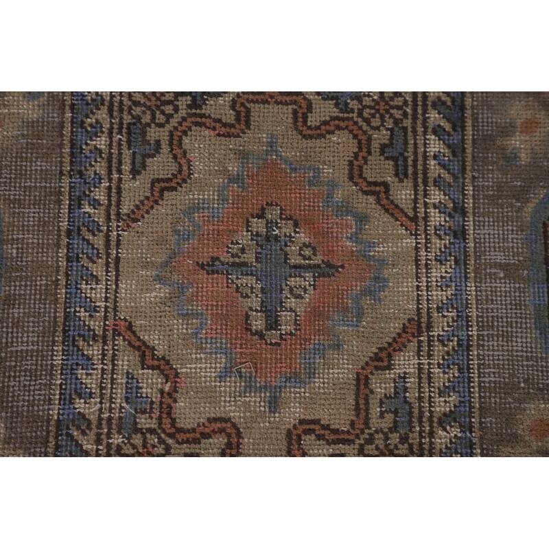 Over-Dyed Tabriz Persian Vintage Rug Hand-Knotted Blue Wool Carpet - 9'4"x 12'10"