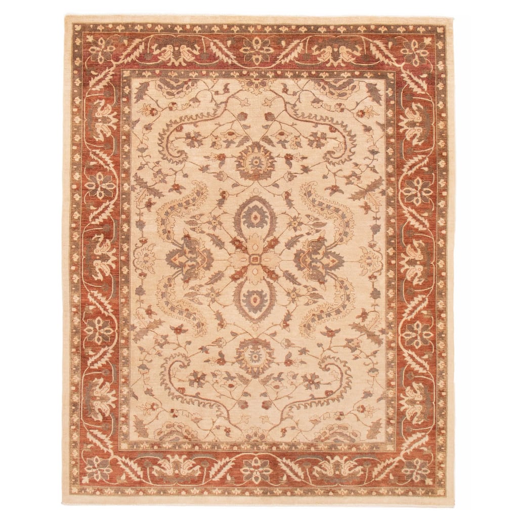 ECARPETGALLERY Hand-knotted Chobi Finest Ivory Wool Rug - 8'11 x 11'2