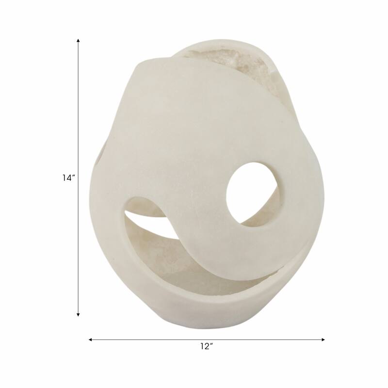 Resin Vase with Abstract Cutout Design Modern Decorative - 14" White