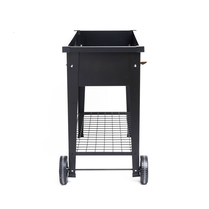 Black Mobile Metal Raised Garden Bed Planter Cart with Wheels