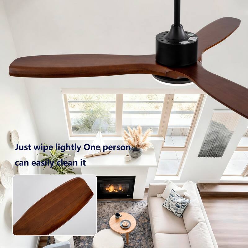 52" Wood Ceiling Fan w/ Lights Remote Control, Quiet DC Motor 3 Blade Ceiling Fans