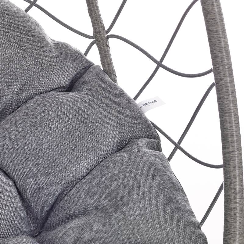 LeisureMod Summit Foldable Hanging Egg Swing Chair with Removable Cushion for Porch, Patio, Backyard, Garden, Lounge