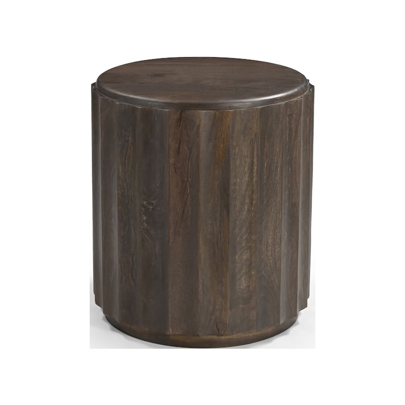Sydney Round Solid Wood End Table - Dark Brown